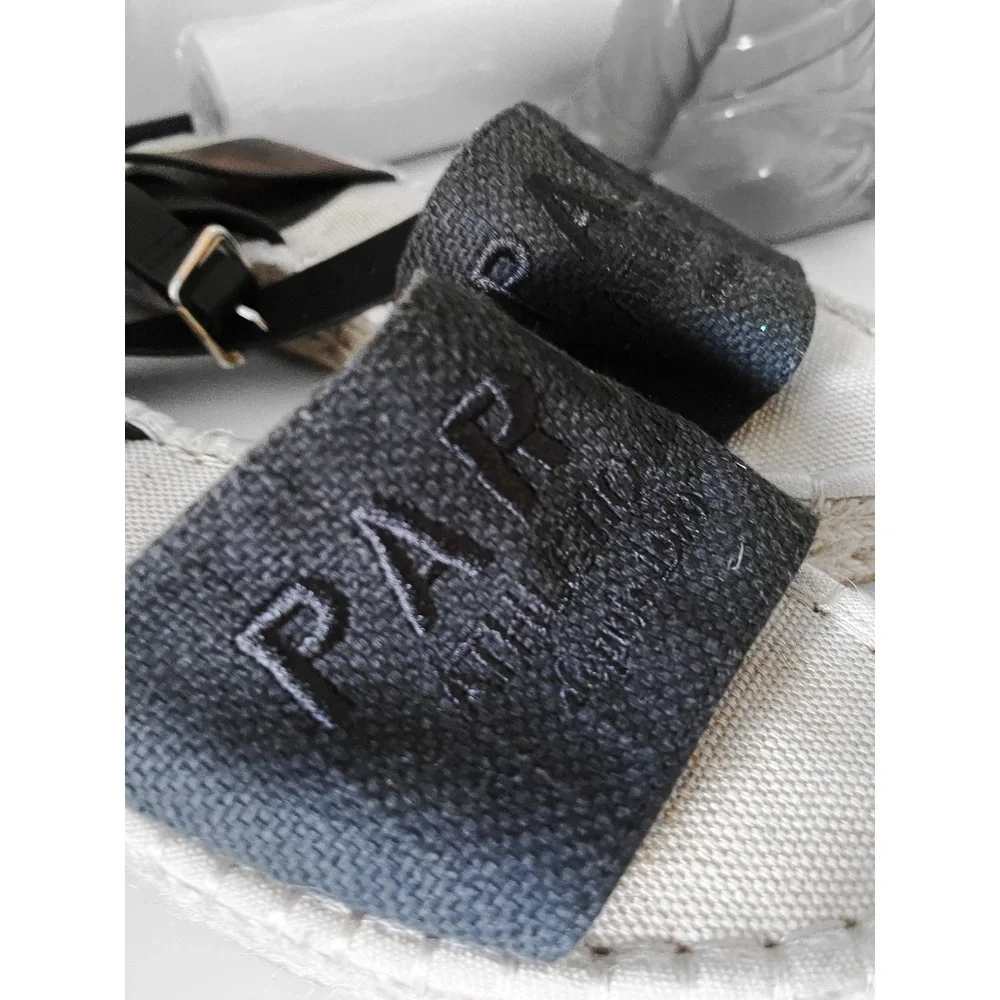 Black Platform Espadrille Sandals Paris Athletic Faux Leather Size 6